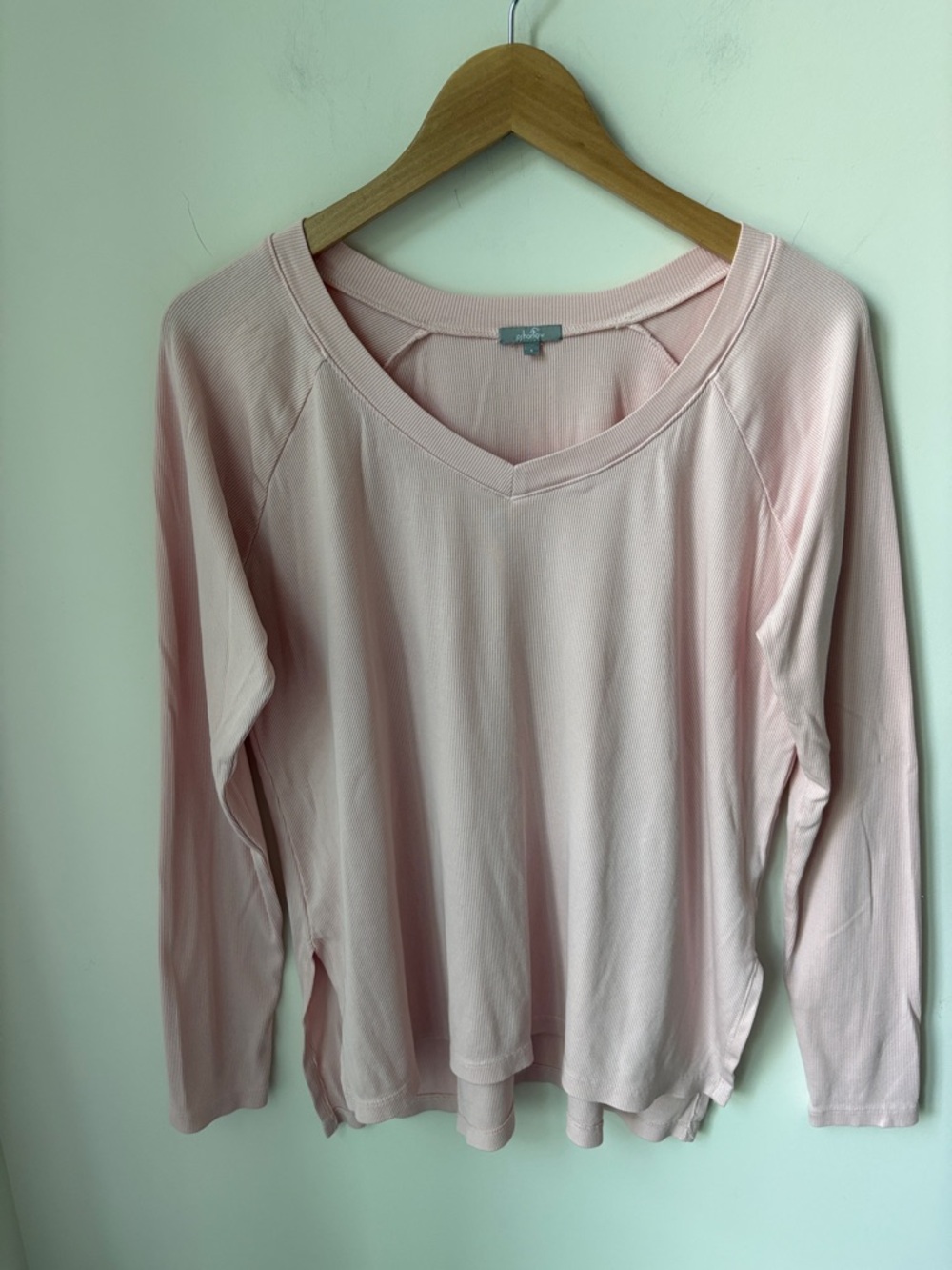 PJ Harlow Frankie Pajama Top Pink Supima Cotton Modal Blend V Neck Sleep Size S